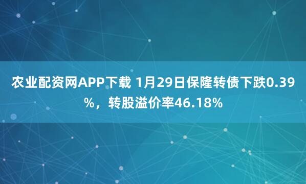 农业配资网APP下载 1月29日保隆转债下跌0.39%，转股溢价率46.18%