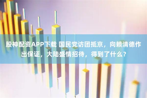 股神配资APP下载 国民党访团抵京，向赖清德作出保证，大陆盛情招待，得到了什么？